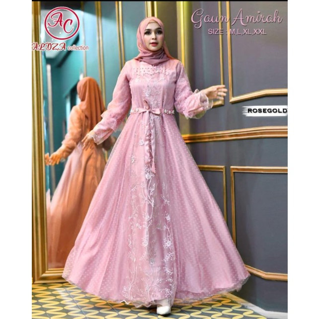 Gamis modern brokat tulle prety shinta / gamis lebaran / kebaya wisuda / kebaya muslim / / kebaya wi