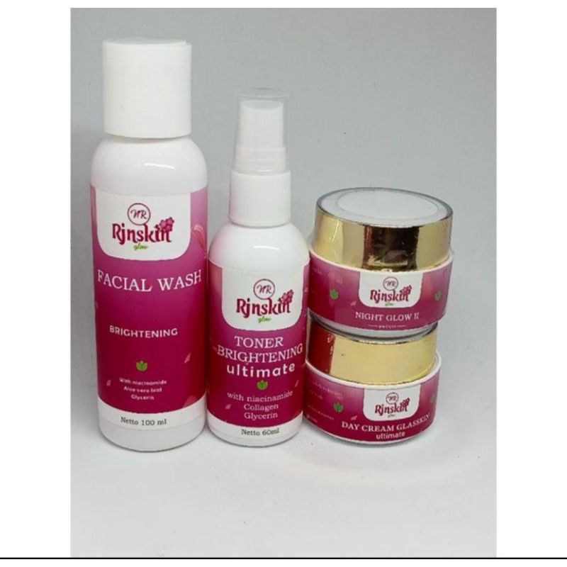 Nr glow Paket Glow II brigtening Skincare Pemutih Wajah /Sabun,toner,cream siang, cream malam/