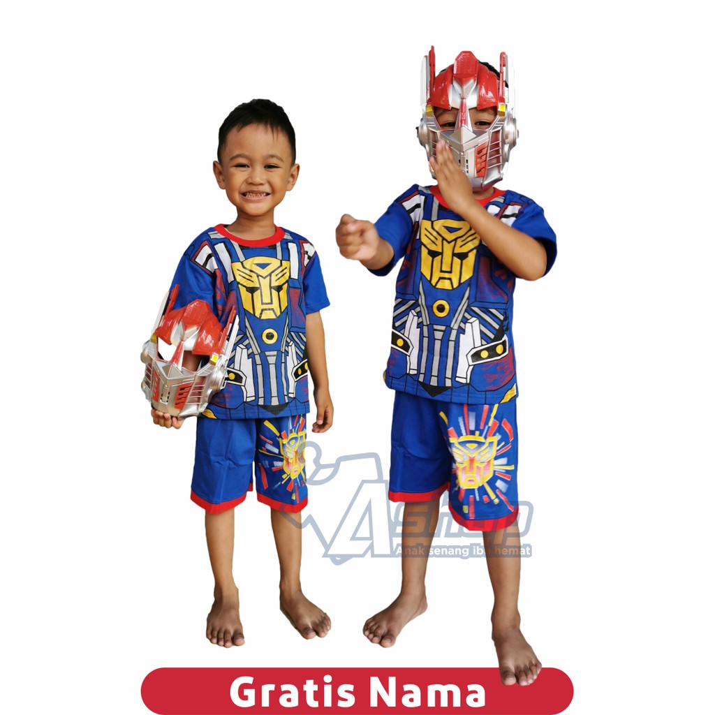 Kostum Anak Trasformers Pendek Plus Topeng