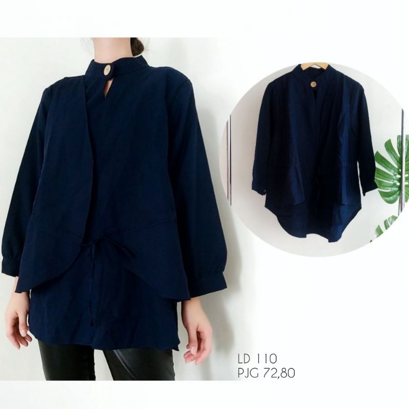 high low blouse atasan wanita brand mosco bahan sifon stretch tebal melar adem comfy lengan panjang 