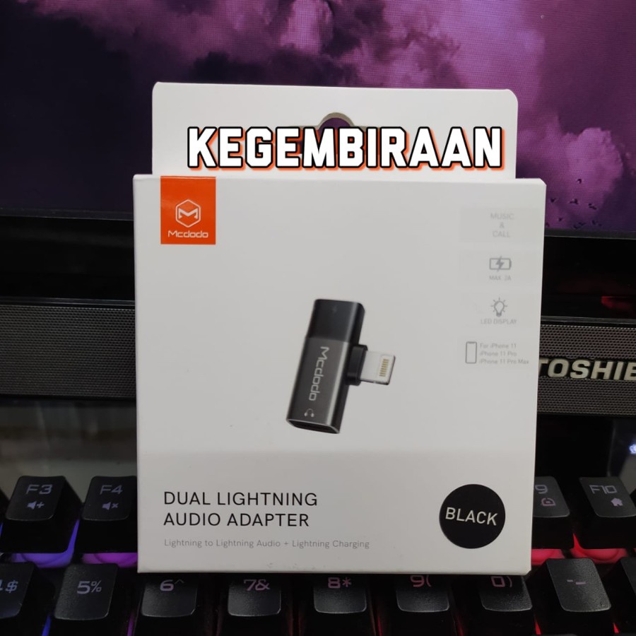 Mcdodo Converter Audio Adapter Lightning To Dual Lightning Jack Iphone