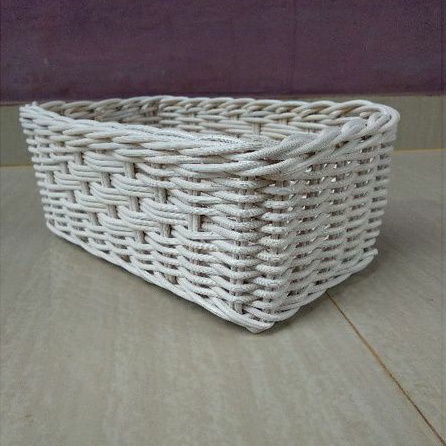 keranjang persegi panjang rotan medium penyimpanan 24x14x10 cm