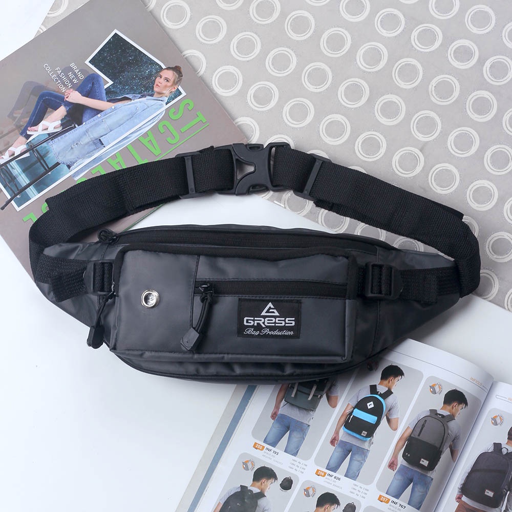 Tas Pinggang Waist Bag Cewek Cowok Gress Model Polos Simpel Unisex Size Kecil Multifungsi Tas Selempang