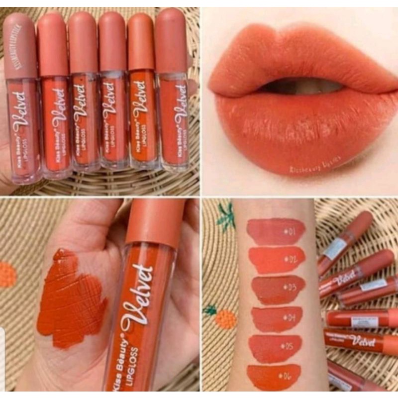 promo cod lipmatte lipgloss kiss beauty velvet matte 7954 tutup bulat lipstik liptint lipbalm