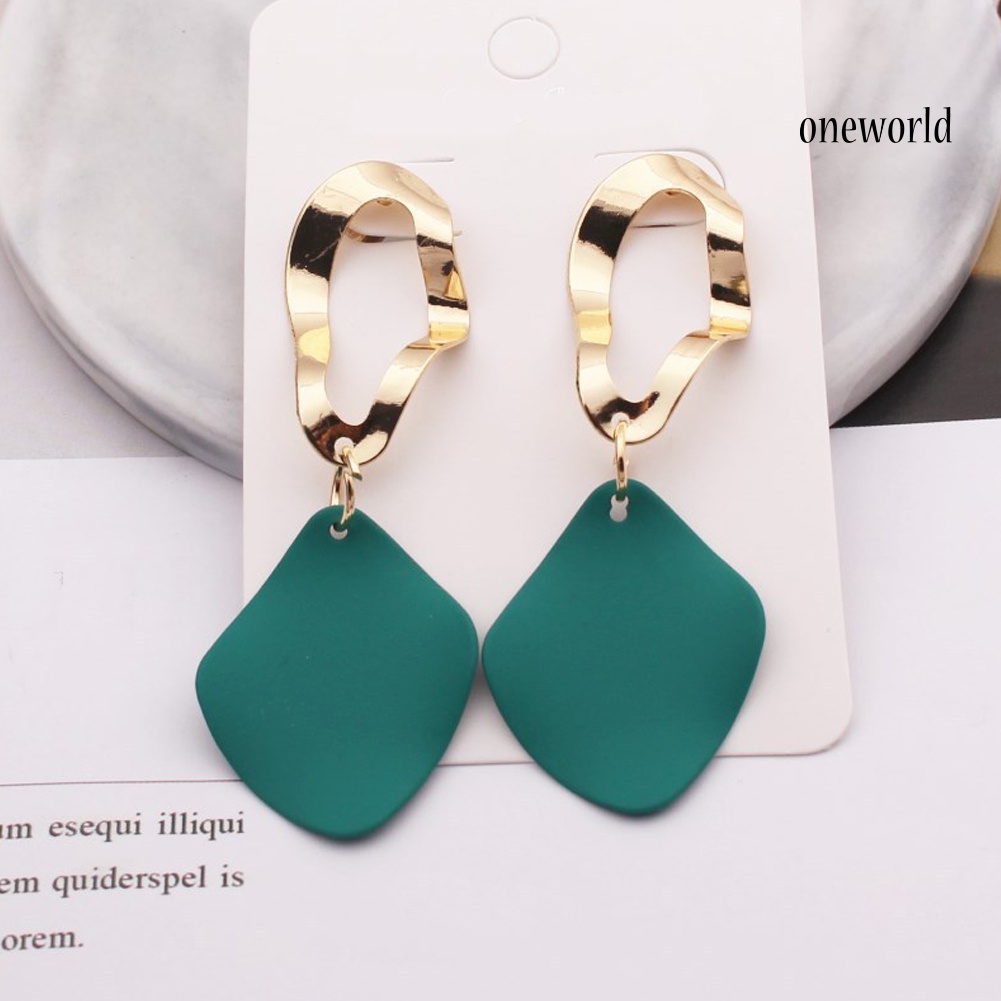 OW# 2Pairs Women Fashion Geometric Square Drop Stud Earrings Party Jewelry Gift