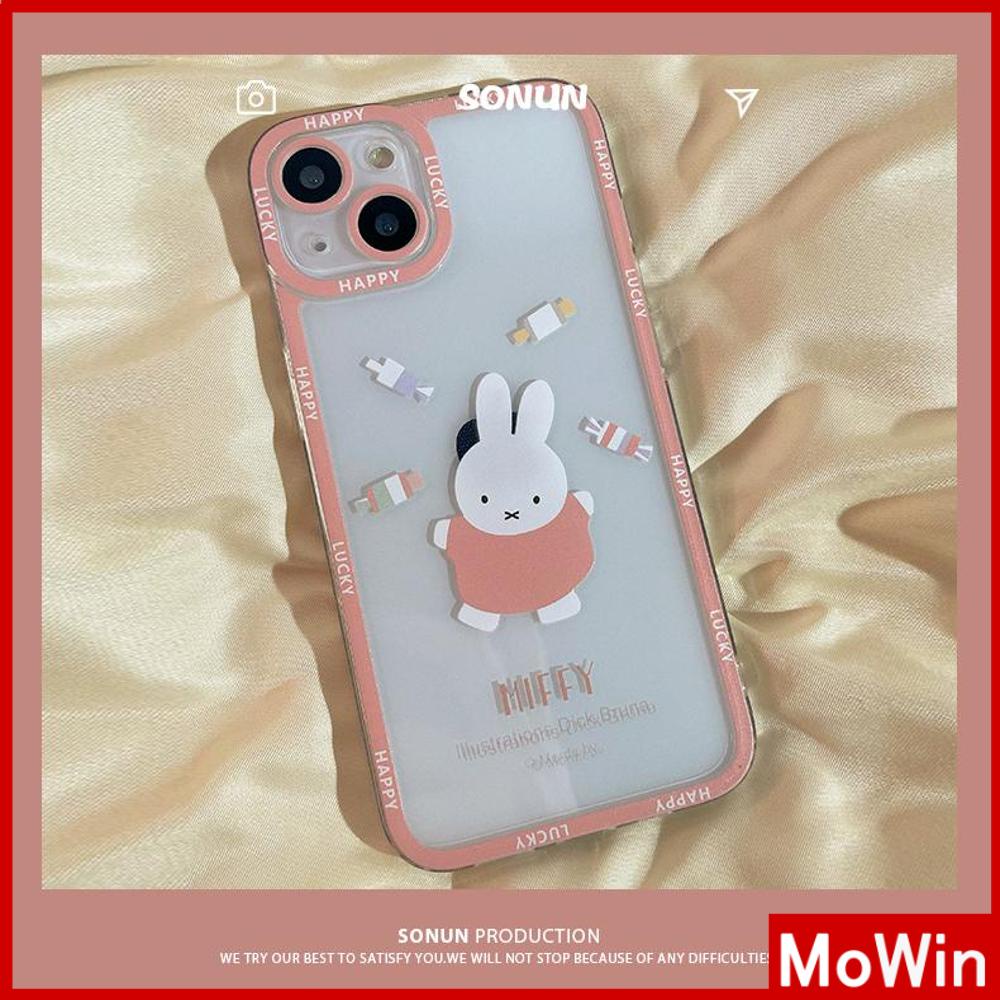 iPhone Case Silicone Soft Case Clear Case Square Edge Shockproof Protection Camera Cartoon Pink Cute Compatible For iPhone 11 iPhone 13 Pro Max iPhone 12 Pro Max iPhone 7 Plus xr