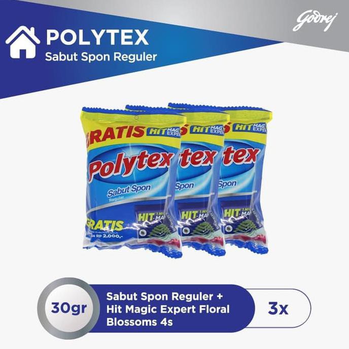 Polytex Sabut Spon Free Hit Magic Expert 4s - 3pcs