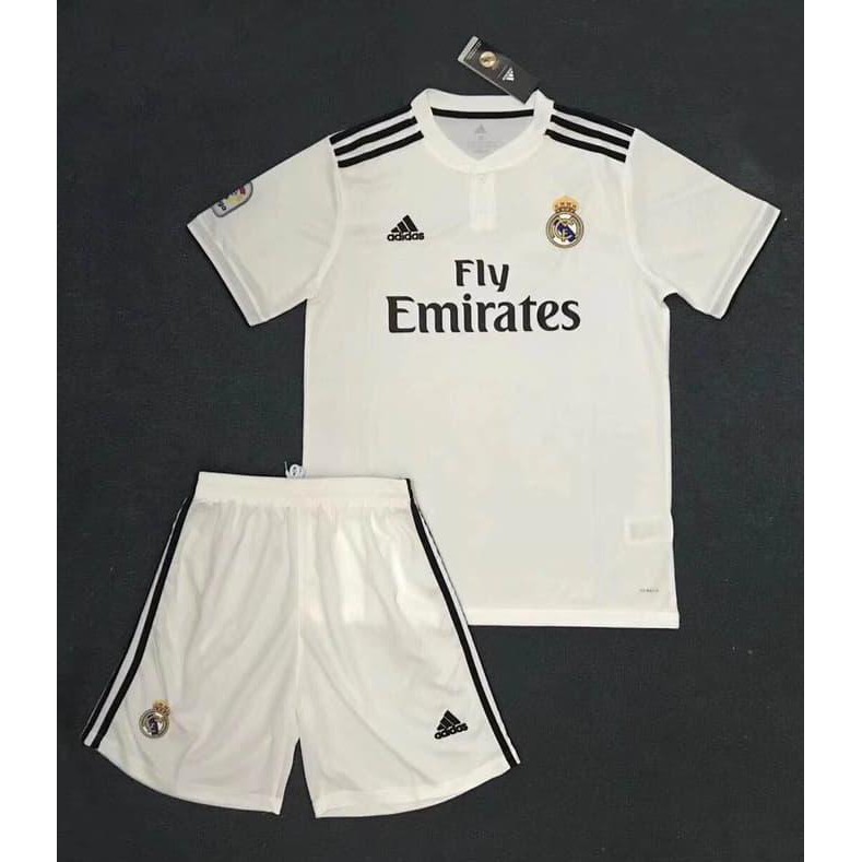 Dewasa Jersey Baju Kaos + Celana Madrid Home 18/19 Grade Ori Futsal