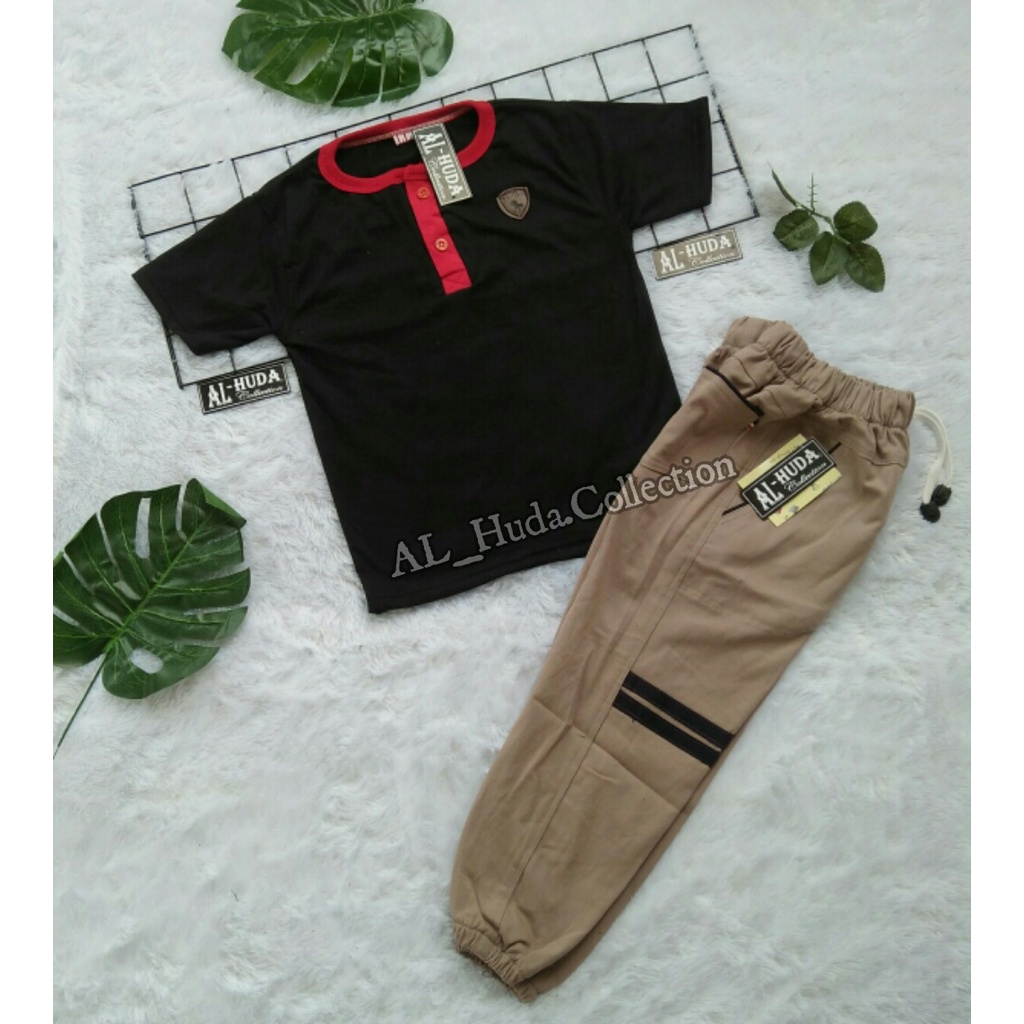 Setelan Anak Laki Laki Kaos Kiano Celana Jogger Chinos, Set Baju Anak Usia 1 2 3 4 5 6 7 8 9 10 TAHUN-3