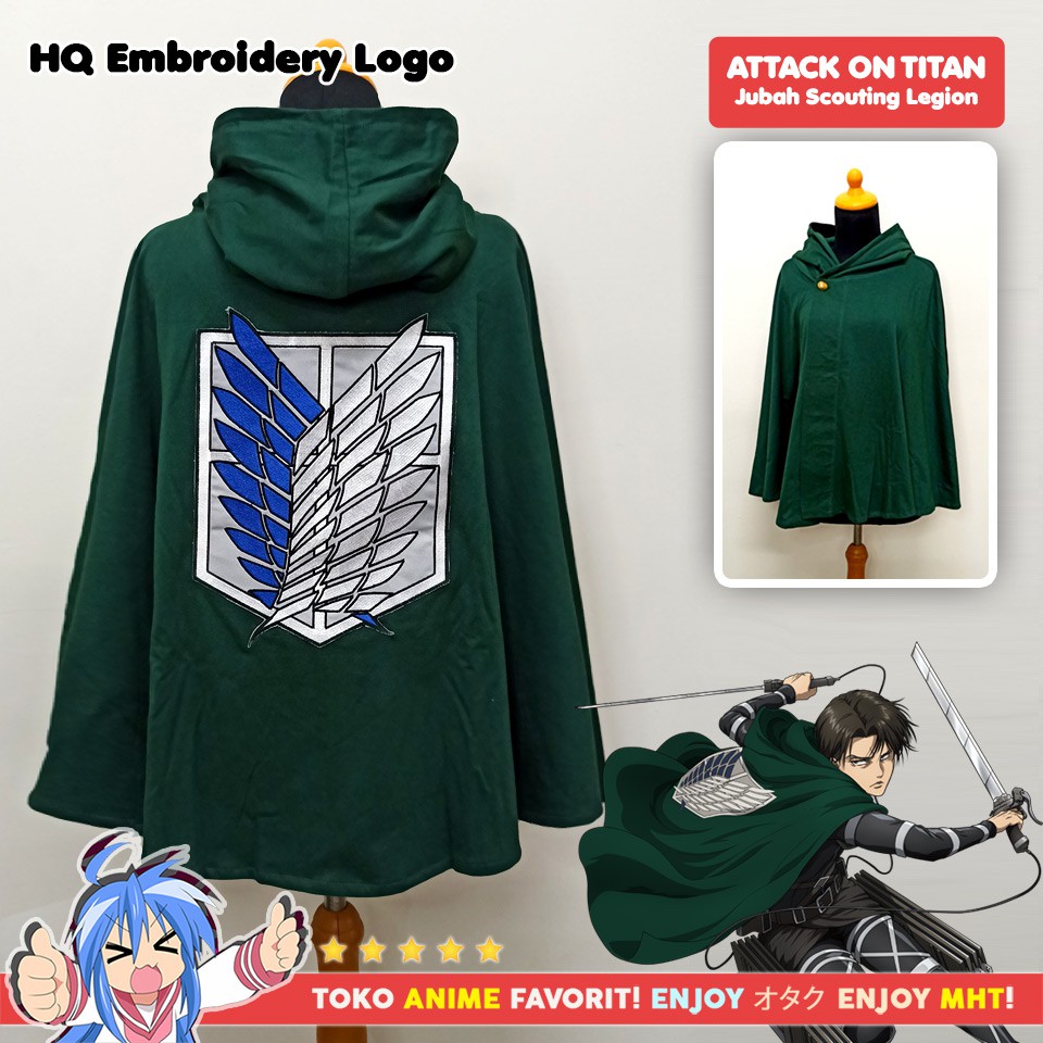 Jubah Attack On Titan AOT Shingeki no Kyojin SNK Scouting Legion Survey Corp Military Premium Bordir