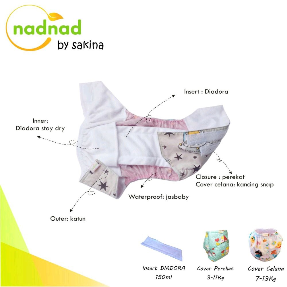 popok clodi murah NadNad by sakina cover perekat 3-11kg/berkualitas