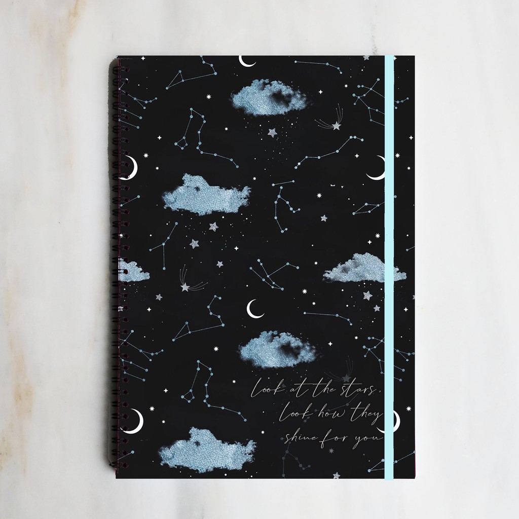 

LOOK AT THE STARS Quote Spiral Ruled Notebook Diary Journal Buku Tulis Catatan Sekolah Kuliah