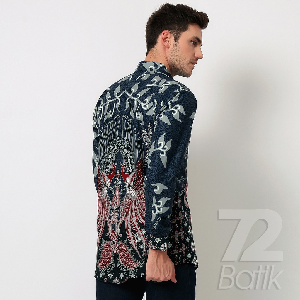 BAJU BATIK PRIA Alonso Kemeja Lengan Panjang Slimfit Premium Biru Dongker Merah Abu Grey 725261 Cap 72 - Baju Kemeja Atasan Pakaian Setelan Batik Pria Cowok Laki Laki Remaja Keluarga Kantor Lengan Panjang Modern Slimfit Slim Fit Premium Kekinian