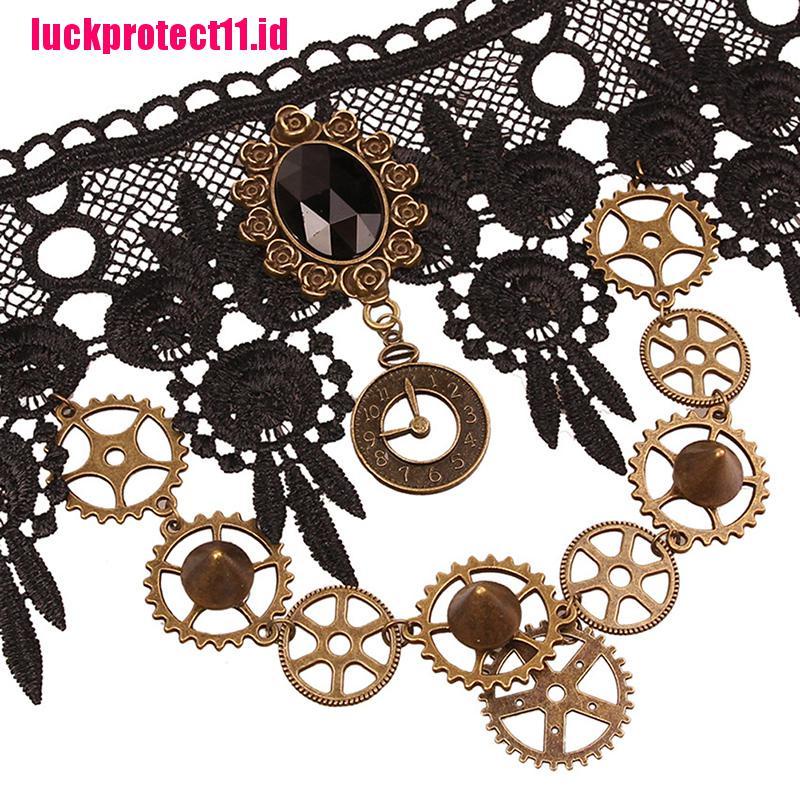 (LUCK) Kalung Choker Lace Gaya Gothic Vintage Steampunk Untuk Wanita
