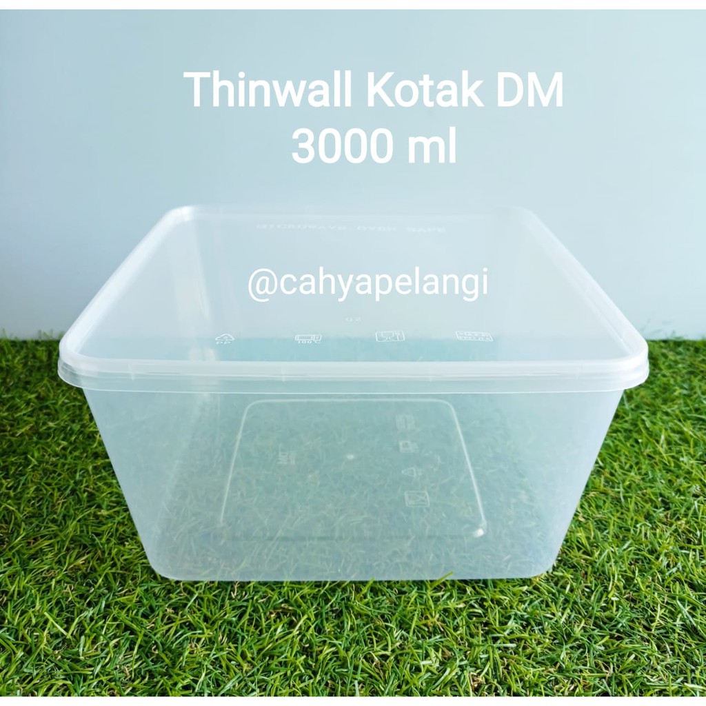 25 Pcs THINWALL / KOTAK PLASTIK DM 3000 ML SQ