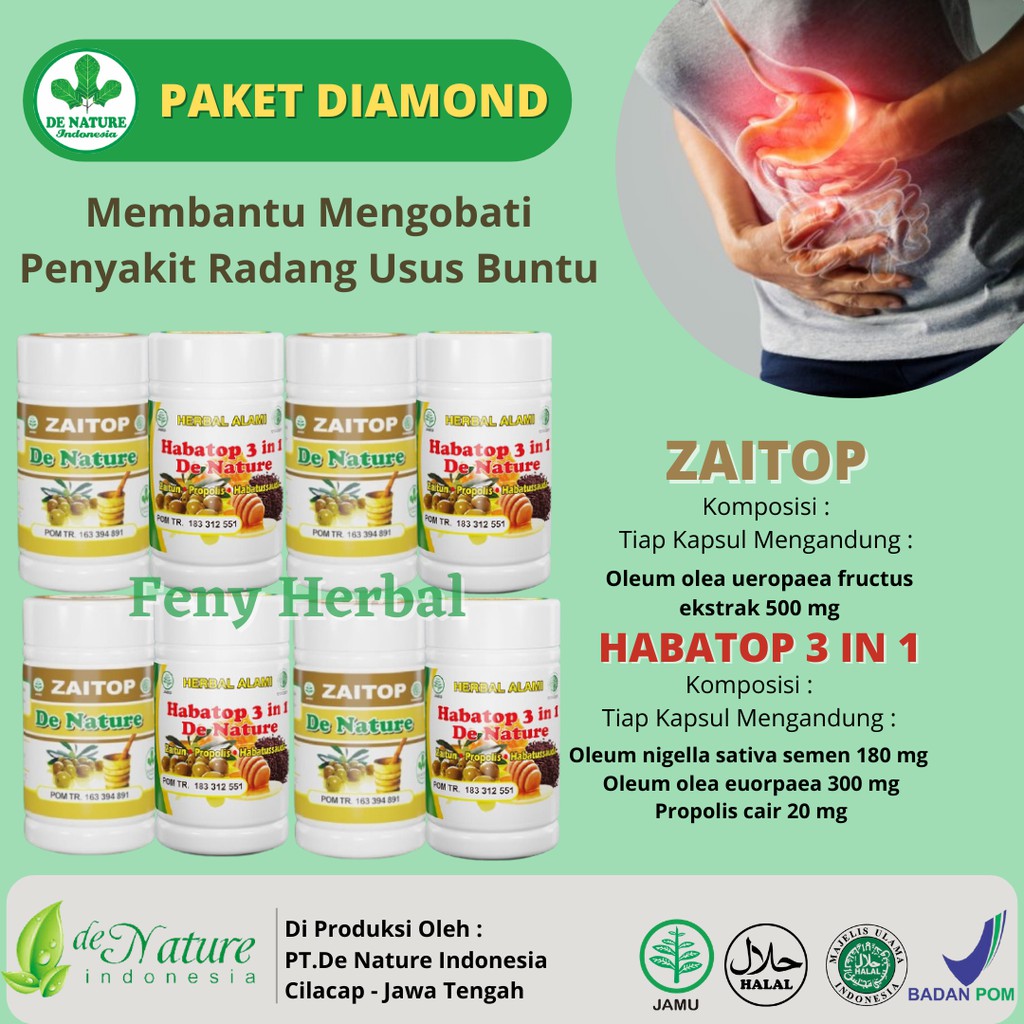 

PAKET DIAMOND Obat Radang Usus Buntu Infeksi Usus Zaitop Habatop Asli