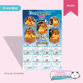 KALENDER DINDING FOTO  KARTUN  KARAKTER 2021  CUSTOM 1 LEMBAR 