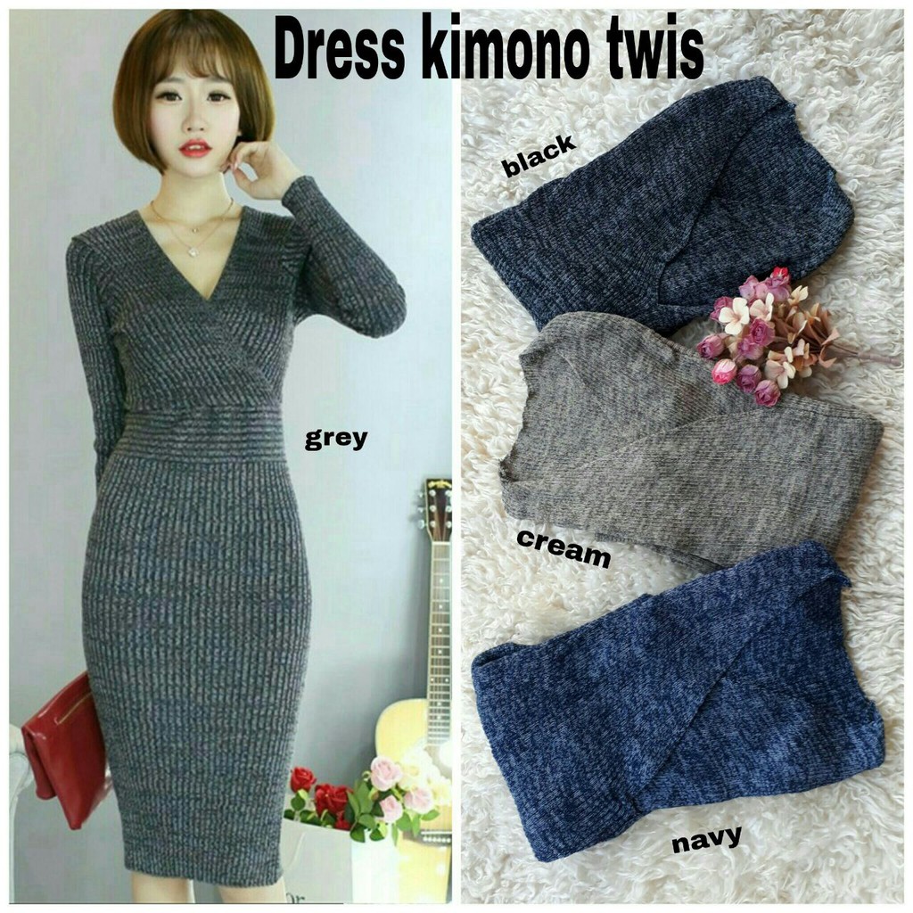 Q- KIMONO DRESS RAJUT/ DRESS RAJUT TWISS/ TERBARU