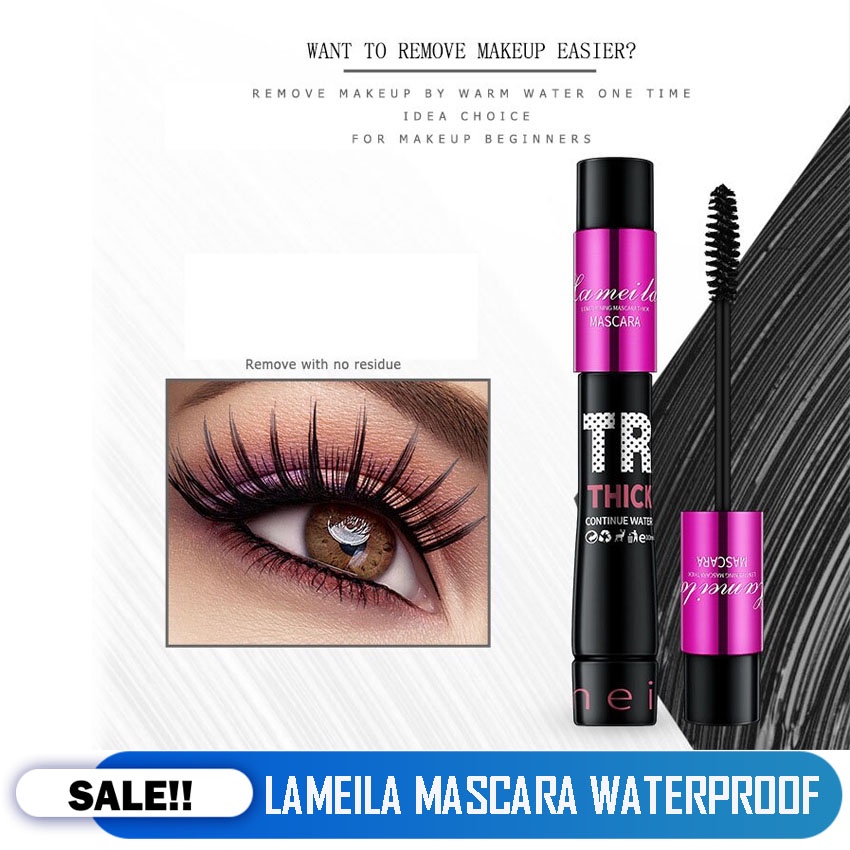 BISA COD - MASKARA ANTI AIR LAMEILA VOLUMIZER THICK CONTINUE FIBER EYELASH PRIMER WATERPROOF