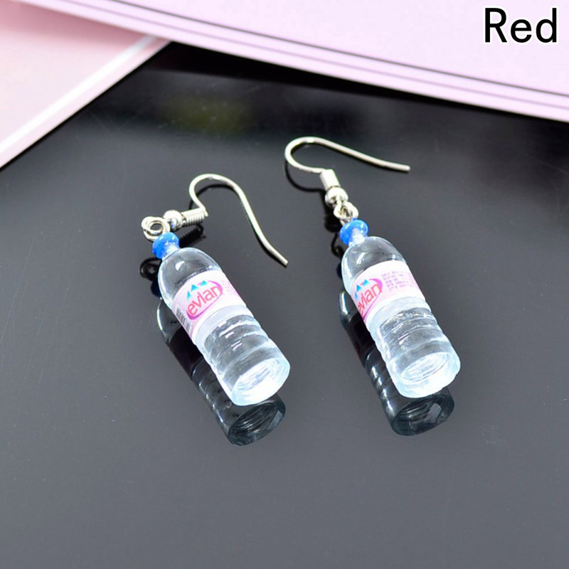 ineral Water Bottle Earrings Long Cute Ear Clip On Earring No Ear Hole Earrings