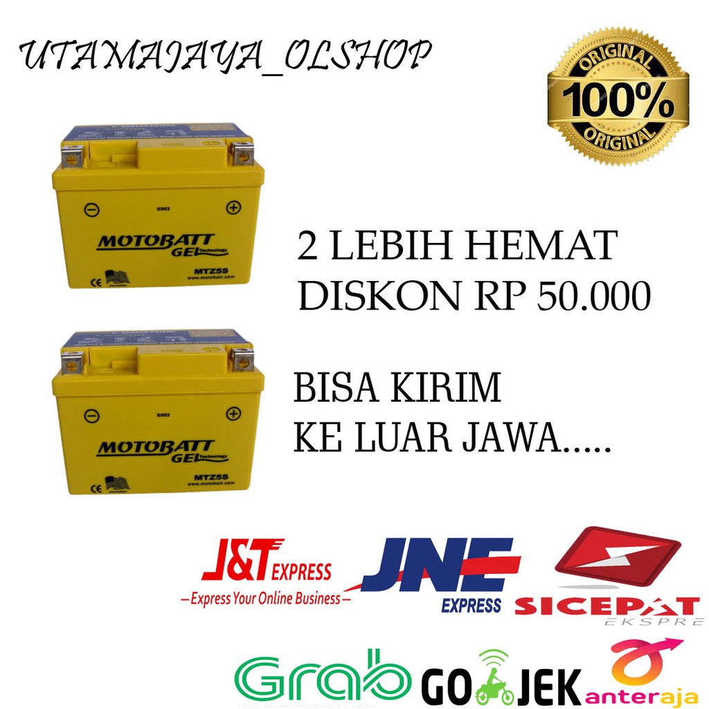 AKI MOTOR HONDA YAMAHA SUZUKI BEAT SCOOPY VARIO MOTOBATT MTZ5S ACCU KERING ORIGINAL 2PCS LRBIH HEMAT