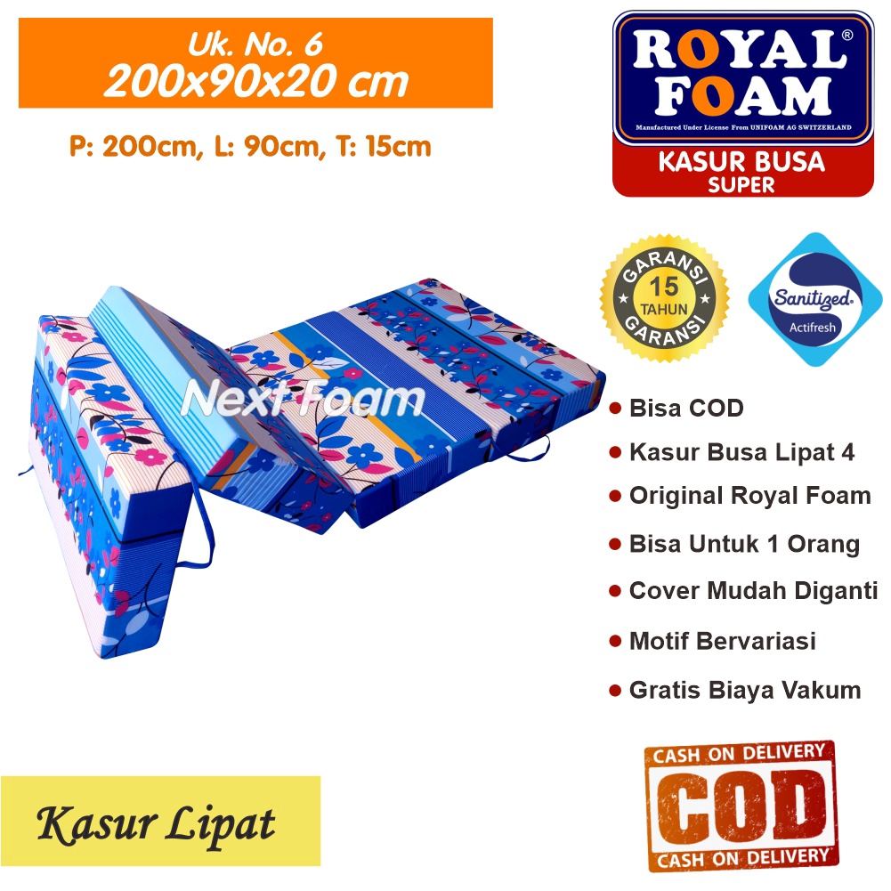 Kasur Busa Lipat Royal Foam Ukuran No 6 200x90x20 cm Tebal 20 cm D23 ORIGINAL Garansi 15 Tahun