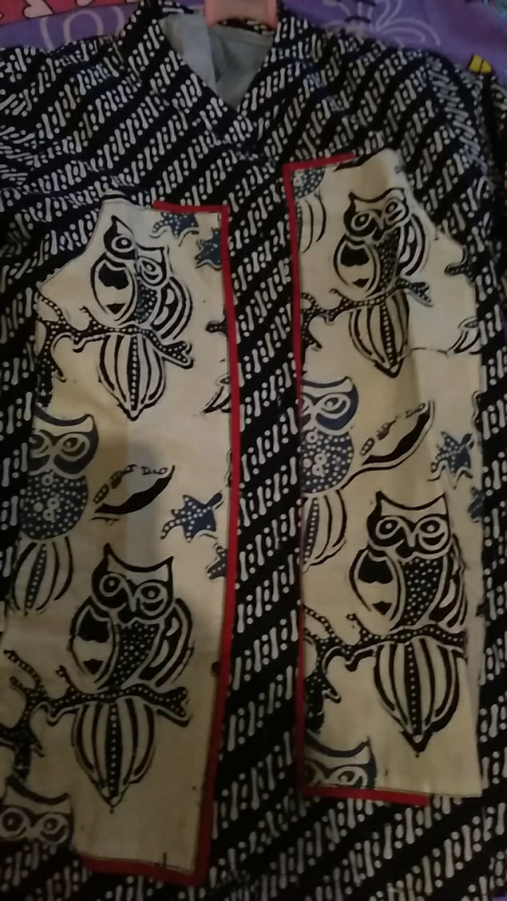 Batik Parisya - Blue Owl  B00016, Atasan Batik Wanita Blouse Batik Wanita Trendy