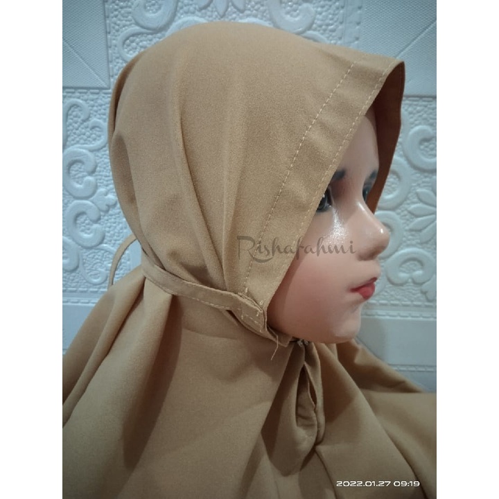 Bergo Maryam Anak Polos Warna Mocca Usia 3-7 Tahun/Maryam Anak Instan