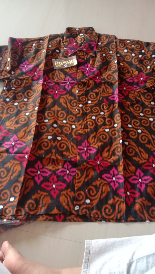 Kemeja Batik Modern Lengan Panjang Bunga Zigzag Lawasan Warna Hitam Murah Size M L Xl Xxl Xxxl Trend