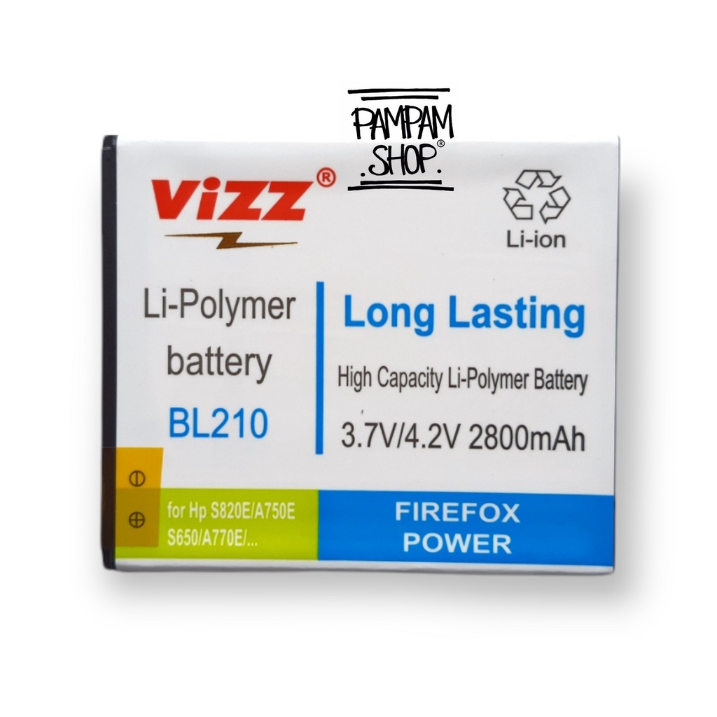 Baterai Vizz Double Power Original Lenovo BL210 S650 S658T S820 S820E A536 A656 A658T A750E A766 A770E Batre Batrai Battery Ori Handphone HP