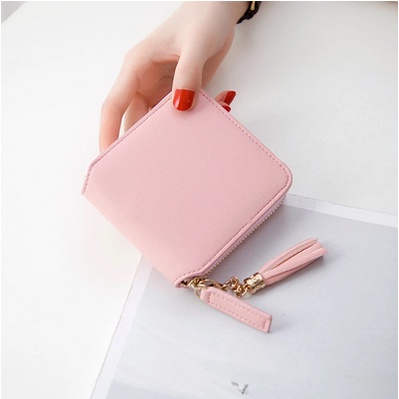 DOMPET MINI - Dompet Pendek Fashion Wanita Dompet Kecil Rumbai Korea Wanita Dompet Ritsleting Persegi Sederhana Dompet Koin Wanita Dompet Lucu