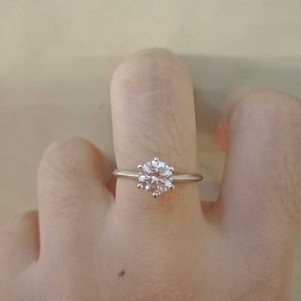 Cincin anak dan dewasa emas asli kadar 700 70% 22 model solitaire padat seperti berlian 8 9 10 11 12 13 14 15 16 17