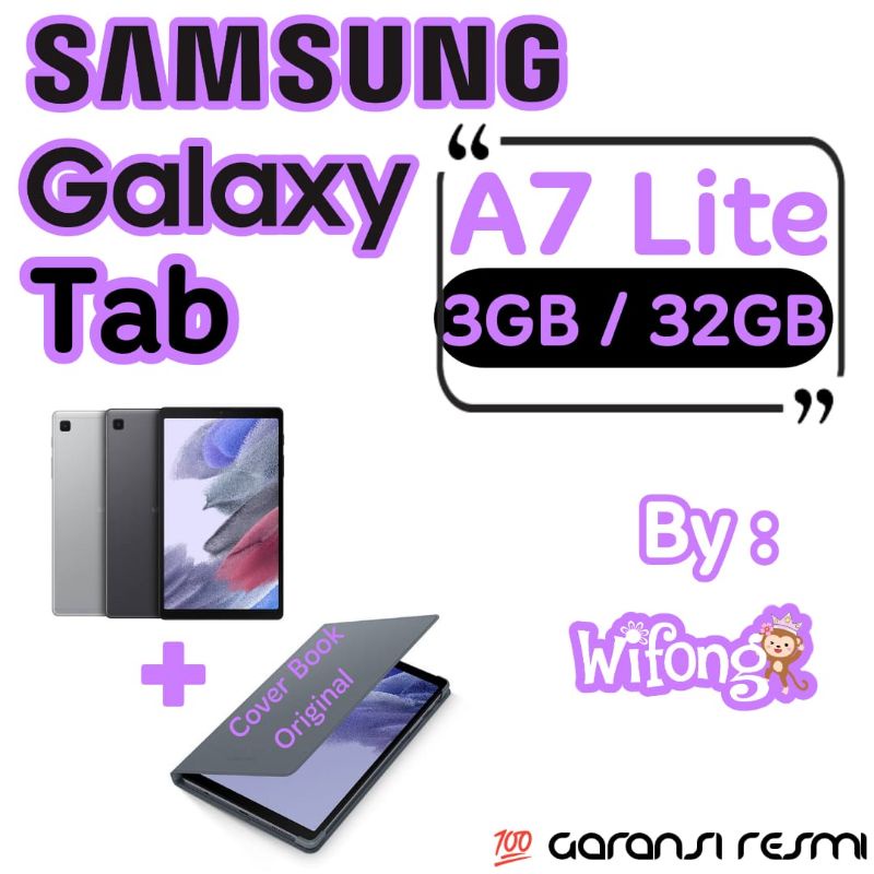 Samsung Galaxy Tab A7 Lite T225 3GB/32GB 8.7inch Garansi Resmi Free Stylus Pen-Tab + Cover Book Ori