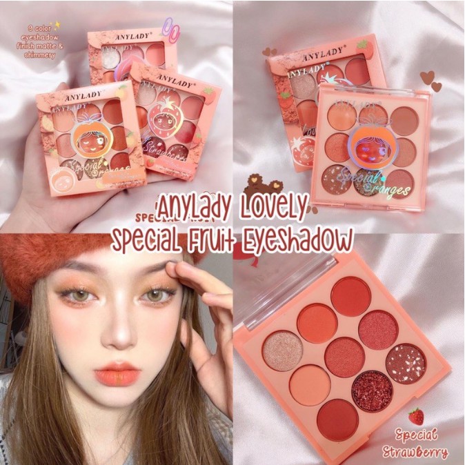Anylady - LOVE STRAWBERRY Eyeshadow / 9 Color Mini Eyeshadow Peach Anylady 791