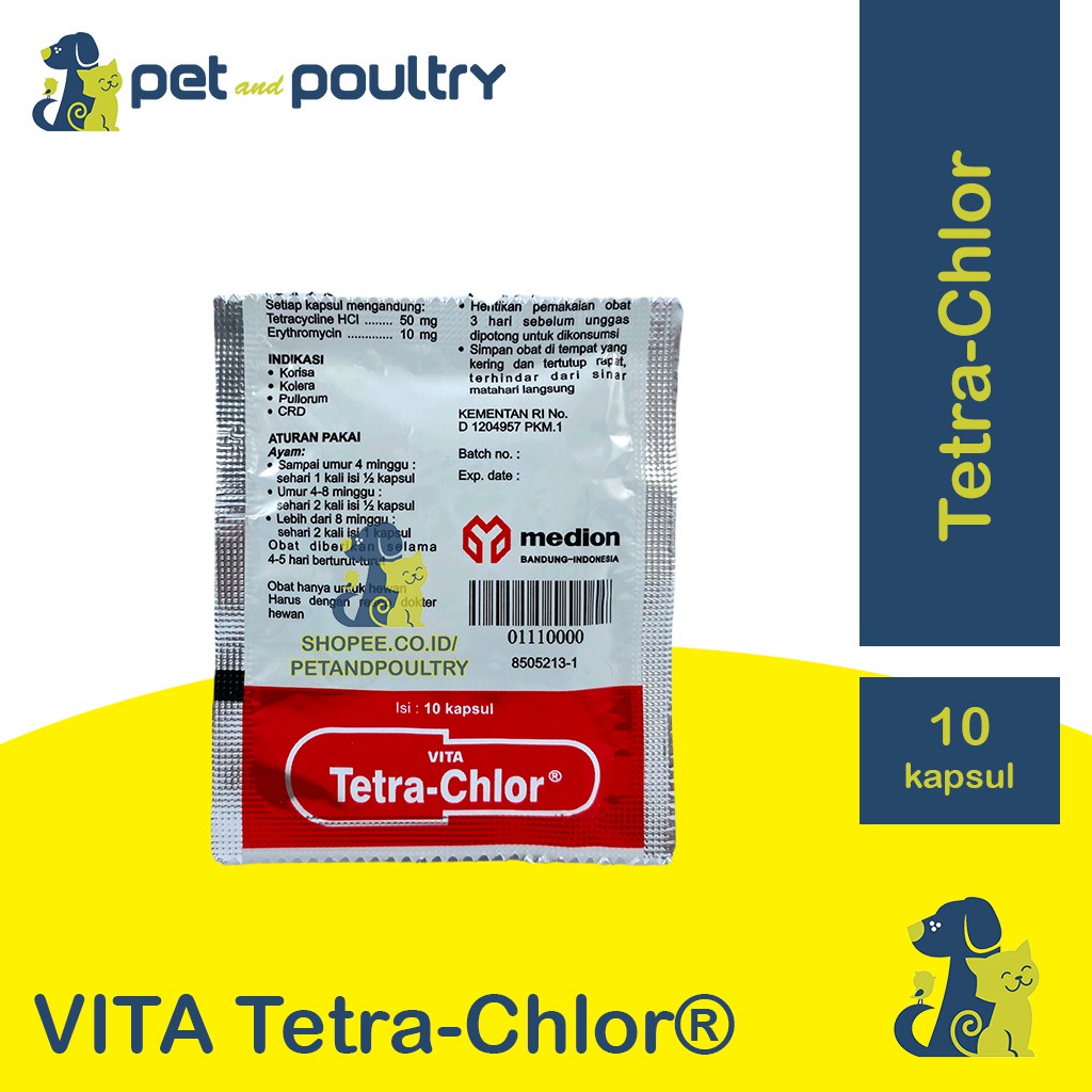 VITA TETRA-CHLOR / TETRA CHLOR 10 KAPSUL - OBAT UNTUK AYAM