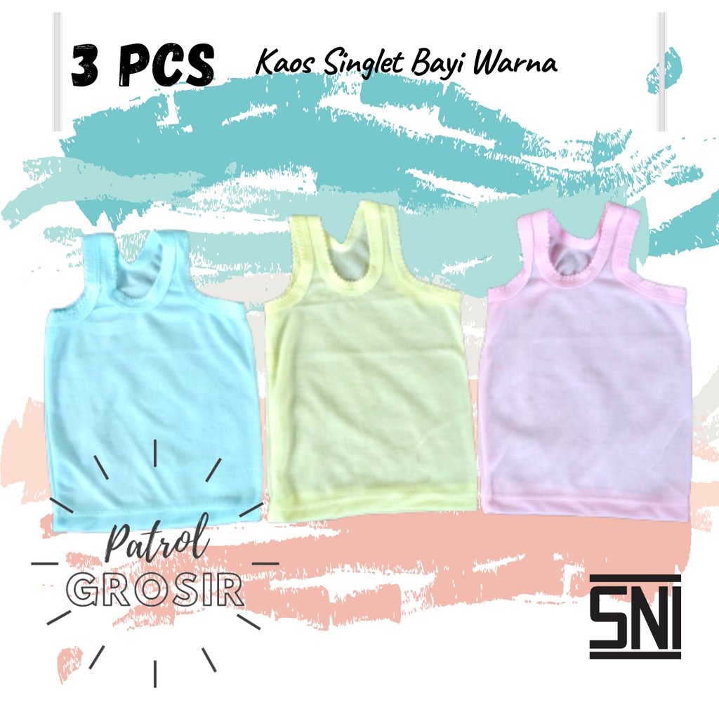 3 PCS Singlet Bayi Warna | SNI |