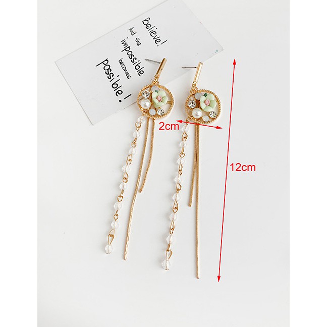 LRC Anting Tusuk Fashion Alloy Resin Flower Tassel Earrings F84577