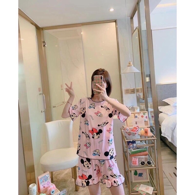 SALE CUCI GUDANG Piyama Murah Import / Piyama Import / Baju Tidur Wanita /Setelan Hotpant/SleepWear-HP3/4MinniedonalPink