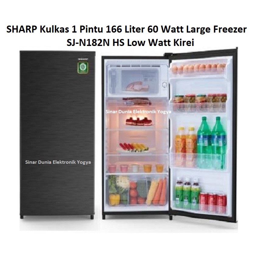 SHARP Kulkas 1 Pintu 166L Low Watt 60W SJ-N182N HS Kirei SJN182N 182N