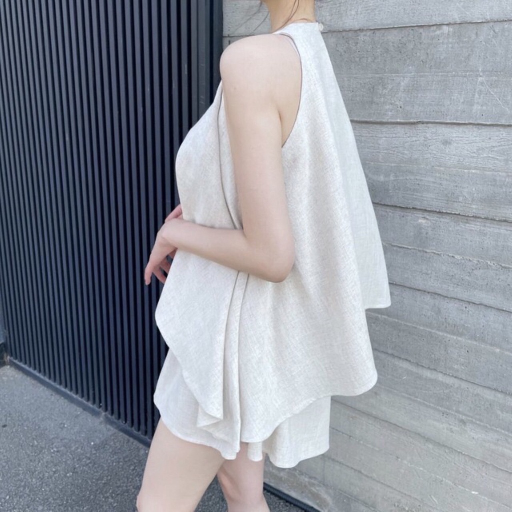 SET6531 Vanessa Flowy Flare Linen Set Top & Shorts-7