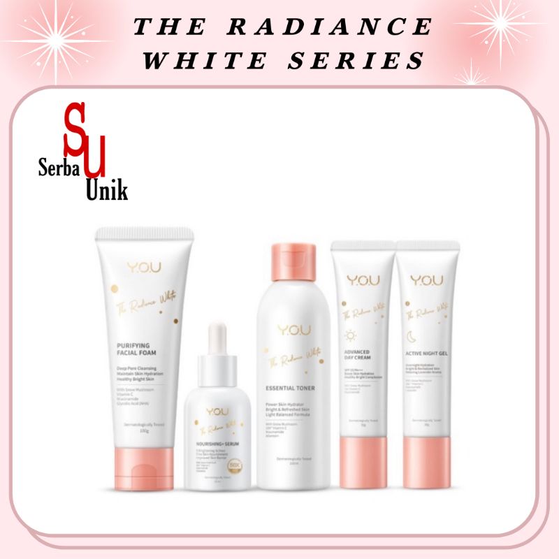You The Radiance White Series Paket (Day Cream/Night Gel/Nourishing Serum/Facial Foam/Toner)