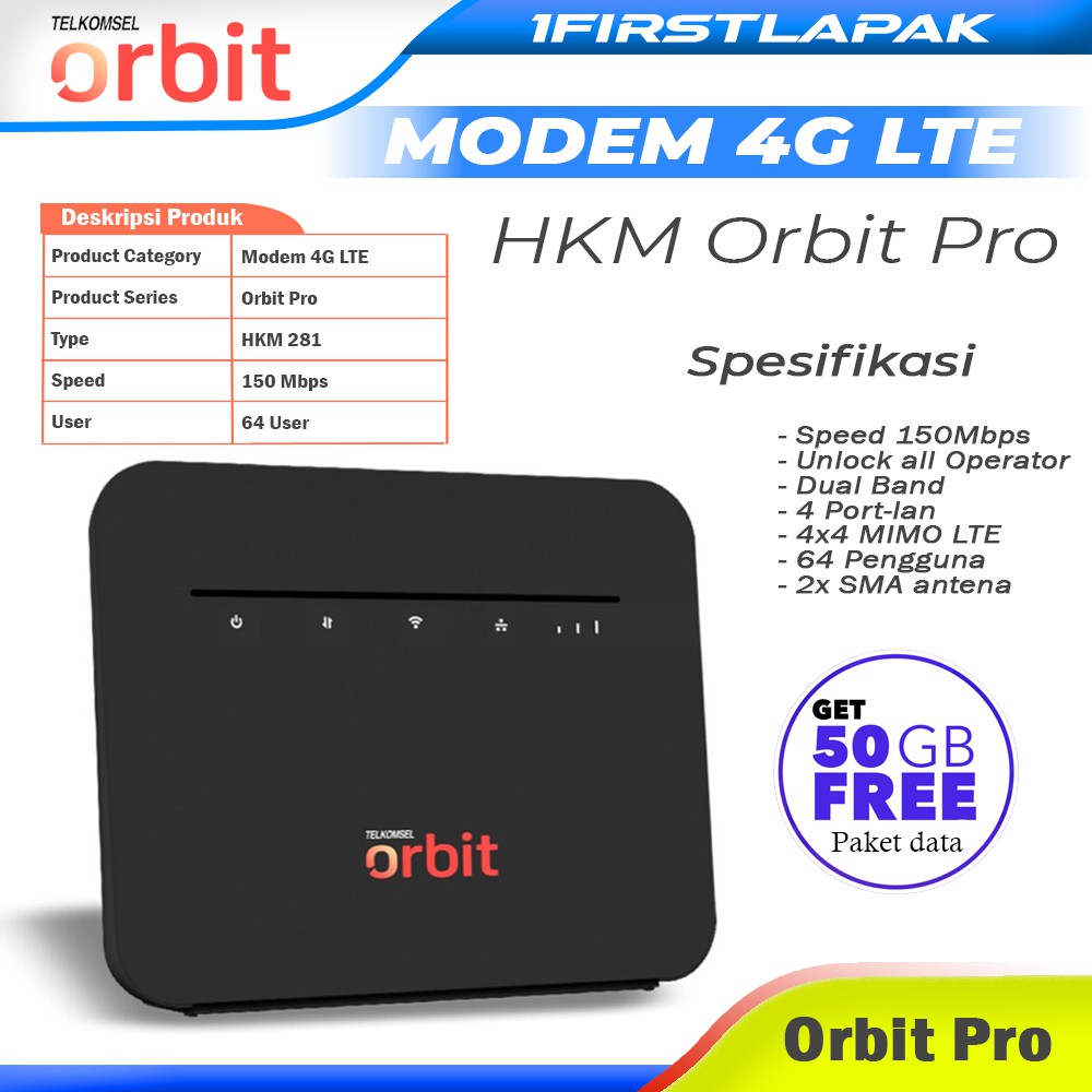Modem HKM281 Telkomsel Orbit Pro High Speed Modem Router 4G LTE unlock all GSM