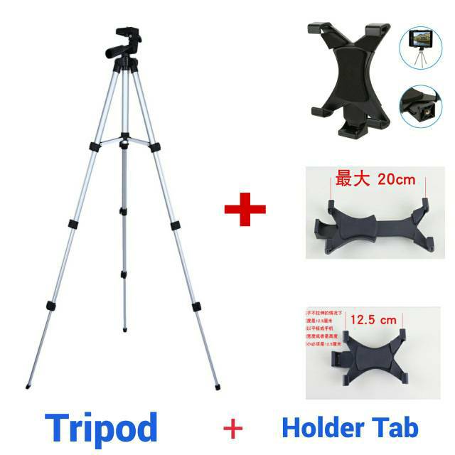 Paket Tripod + Holder Tab for Tablet/IPad/Camera