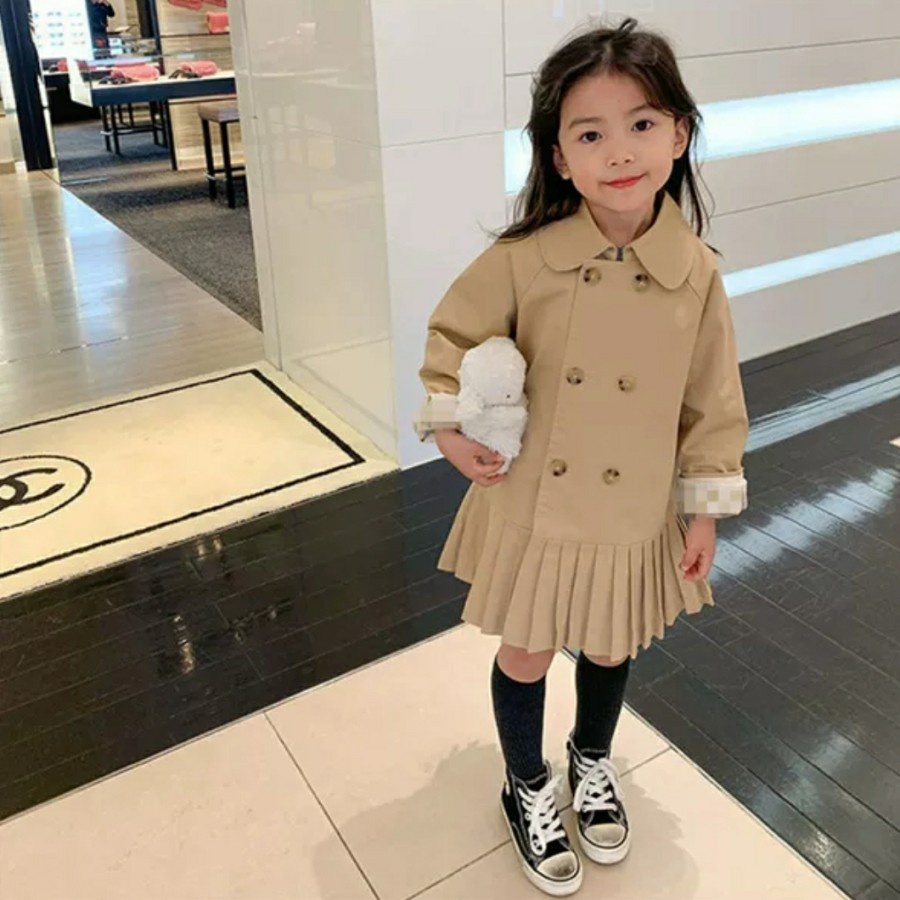 Khaki Windbreaker Jacket Girl Toddler Jaket anak musim autumn