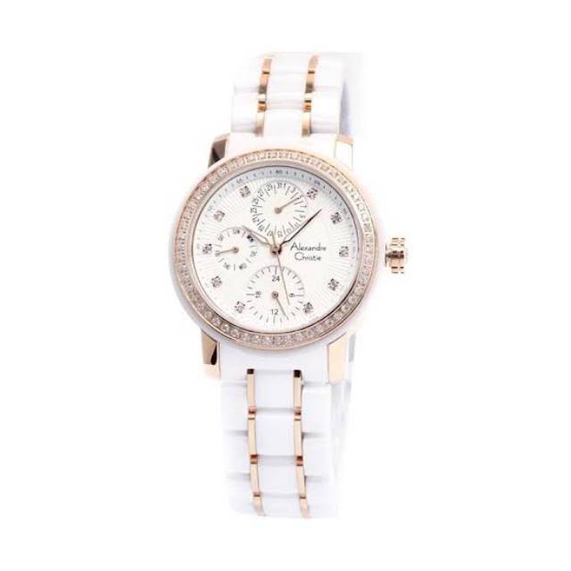 Alexandre Christie AC 2360 BF BRGSL Ladies White Dial Ceramic Strap