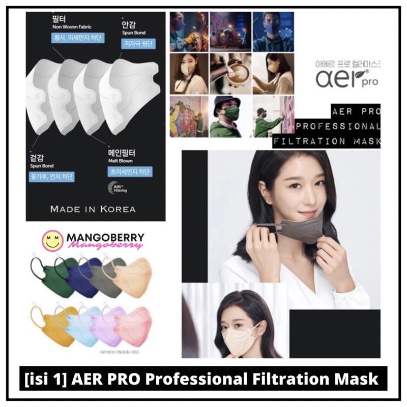 [1 pcs] KOREA AER PRO Professional Filtration disposable 4-ply Mask (setara N95 masker Korea)