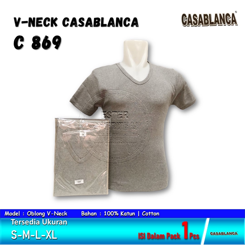 CASABLANCA Kaos Oblong Pria Dewasa V-Neck C 869 Isi-1