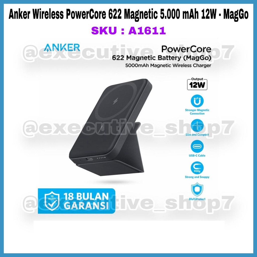 Anker Wireless PowerCore 622 Magnetic 5.000 mAh 12W - MagGo - SKU : A1611