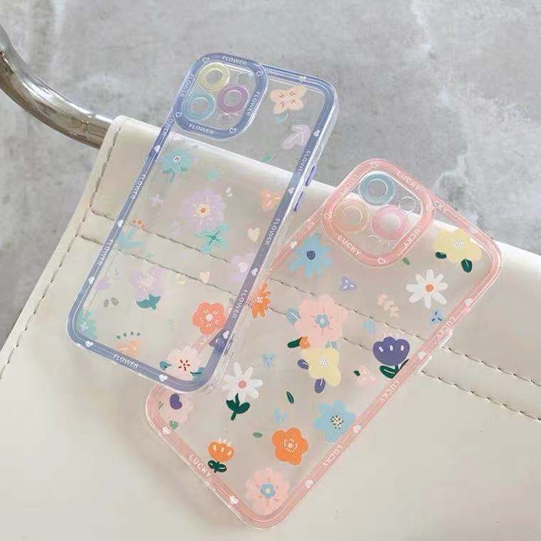 Soft Case TPU Transparan Motif Bunga Untuk Iphone 14 13 12 11 Pro mini 8 7 6 6s Plus X XS Max XR