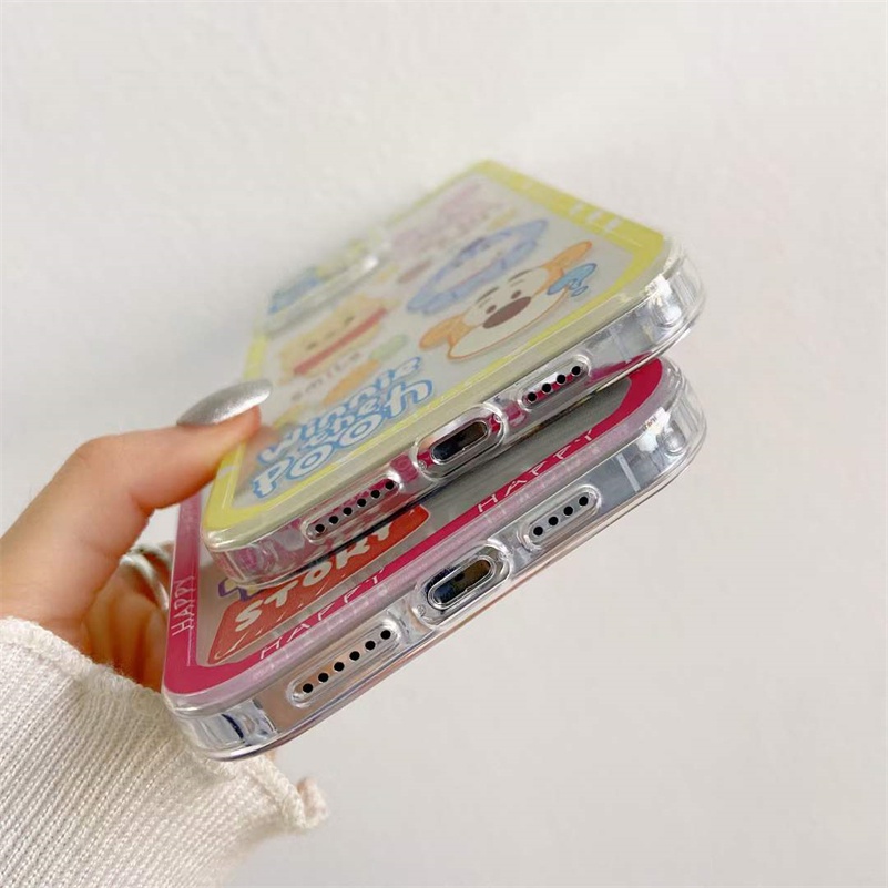 【Ready Stock】Lovely Winnie The Pooh Frame Clear Phone Case for iPhone 14 13 12 Pro Max 11 Pro SE 2020 XR XS MAX iPhone 7 Plus 8 Plus 6S Plus Dual Lens Protector Dual Frame Soft TPU Back Cover